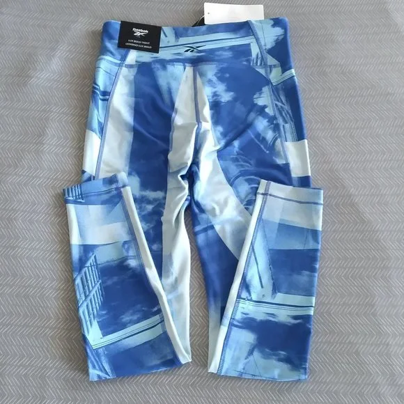 🆕Reebok Women's Lux Bold Graphic Leggings,Chalk Blue, Brand New, NWT, Authentic - Picture 3 of 11